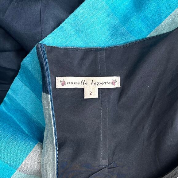 NANETTE LEPORE Floral Strapless Bustier top Womens 2 Purple Blue Silk Plaid Wrap - Picture 8 of 9